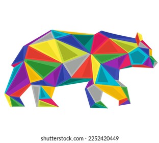Colorful bear geometric silhouette vector