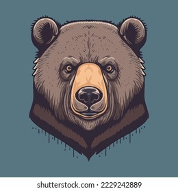 Colorful Bear head Illustration for logo, emblem or icon Stock vector illustration