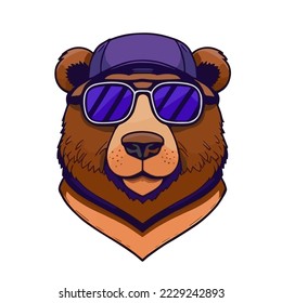 Colorful Bear head Illustration for logo, emblem or icon Stock vector illustration