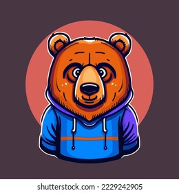 Colorful Bear head Illustration for logo, emblem or icon Stock vector illustration