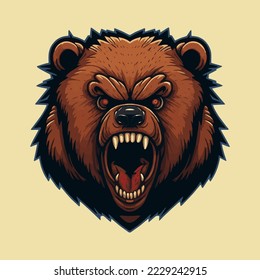 Colorful Bear head Illustration for logo, emblem or icon Stock vector illustration
