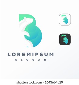 Colorful bear and letter B logo design ready to use