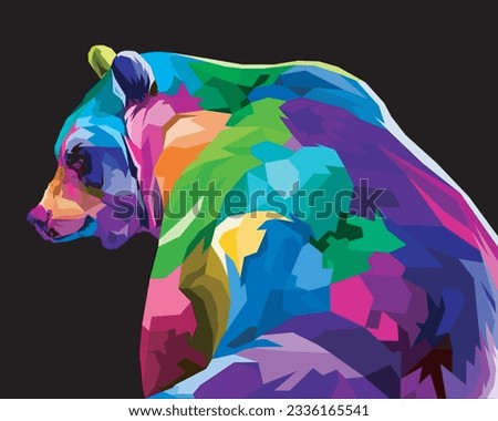colorful bear on pop art style.vector illustration.