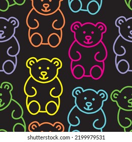 Colorful Bear Seamless Pattern Vector