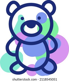 Colorful bear toy, illustration, vector on a white background.