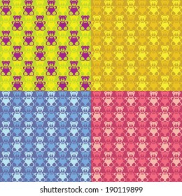 Colorful bears on different backgrounds. seamless texture