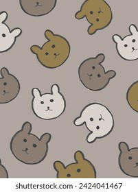 Patrones de osos coloridos sobre fondo gris para el paquete de marca, impresión de tela, papel pintado, publicación en medios sociales, doodle, notas, portadas de libros, decoración de paredes.