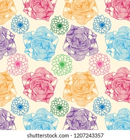 colorful beautiful abstract decorated floral repeating pattern for textile, fabric, backgrounds, wallpapers, backdrops and creative surface design templates. pattern swatch at eps. file
