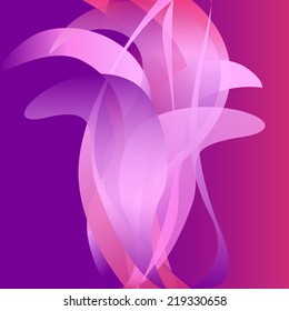 Colorful beautiful blossom flower isolated abstract background vector illustration, fashion design element floral concept. Pink purple colors