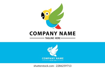 Colorful Beautiful Cartoon Macao Bird logo Design