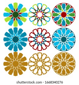 colorful beautiful circle decorative islamic pattern vector set
