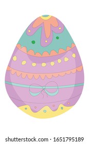 Colorful beautiful doodle easter egg - vector illustration. Easter egg for Easter holidays design isolated on white background.