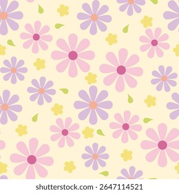 Cor linda flor sem emenda pattern.Abstract fundo superfície textura background.Nature botânica ilustração folclórica nórdica.Vintage design para tecido, verão, primavera, celebração, tecido, decoração