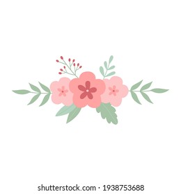 Colorful  beautiful Flowers, Floral. Vector illustration. Isolated on white. Vector cards in flat style. Perfect logo for flower shop, flower delivery or beauty salon.