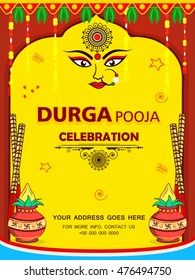 Colorful & Beautiful Flyer, Banner or Poster Design for Hindu Festival Durga Pooja or Shubh Dusshera celebration.