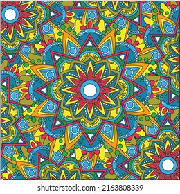 Colorful beautiful Geometric Mandala Rainbow Psychedelic Hippie Sacred Geometry Asian Henna Element