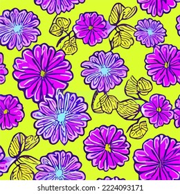 Colorful and  beautiful hand drawn flowers