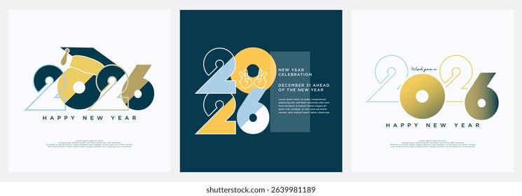 Colorful and beautiful happy new year 2026 design. With flat vector design. Premium set design for a very happy and festive New Year 2026 celebration.