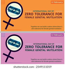 COLORFUL AND BEAUTIFUL INTERNATIONAL DAY OF ZERO TOLERANCE FOR FEMALE GENITAL MUTILATION BANNER, FLYER, POSTER, COVER BACKGROUND VECTOR ART GRAPHICS ILLUSTRATION DESIGN