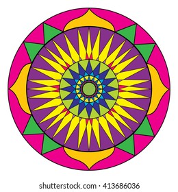 colorful beautiful mandala stained glass vector illustration