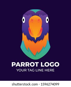Colorful beautiful parrot logo design