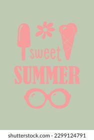 colorful beautiful summer stickers. Summer nautical hand drawn lettering vector set. Bright decorative set of design elements. All objects are separated. Drawn by hand. Vector illustration.