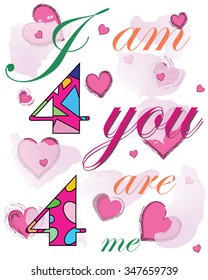 Colorful and beautiful T-shirt graphic design and typography with "I am for you, you are for me" quote for print - Eps 10 vector and illustration