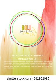 Colorful Beautiful vector illustration or flyer design for indian festival Holi 