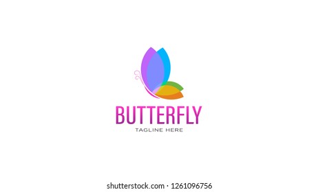 Colorful Beauty Butterfly Logo template vector icon design, overlay transparent sheets style