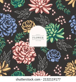 colorful beauty succulent pattern template