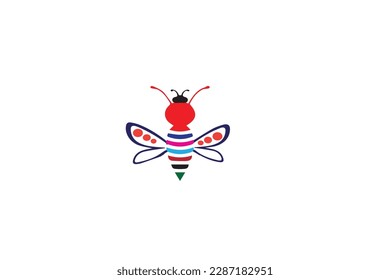 colorful bee cartoon art nature vector funny drawing