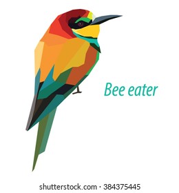 colorful Bee eater bird low poly design isolated on white background