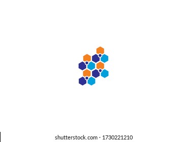 Colorful bee hive concept logo design template