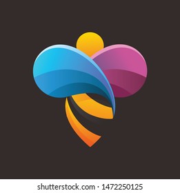 colorful bee logo template design