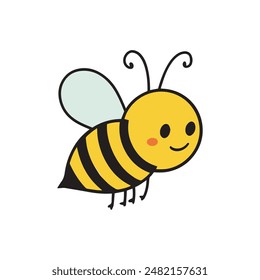 Colorful Bee silhouette. vector illustration. on white background.