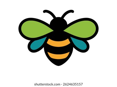 Colorful bee vector logo in a modern and minimalist style, perfect for branding, eco-friendly campaigns, honey packaging, agriculture projects, and educational materials.