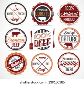 Colorful Beef Badges and Labels in Vintage Style