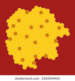 Colorful beehive background. Honeycomb, bees hive cells pattern. Bee honey shapes. Vector geometric seamless texture symbol. Hexagon, hexagonal raster, mosaic cell sign or icon. Gradation color.