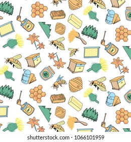 Colorful beekeeping pattern design. Vector illustration.