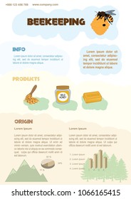 Colorful beekeeping template design. Vector illustration.