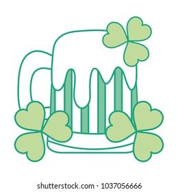 colorful beer glass beverage with clovers plants