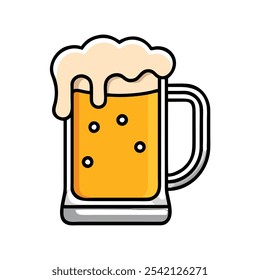 Farbenfroher Bierbecher mit Foam Icon, Helle Illustration eines Bierbechers, gefüllt mit schaumigem Schaum, ideal für Bar-Aktionen, Oktoberfest-Designs und Grafiken zum Thema Feiern.