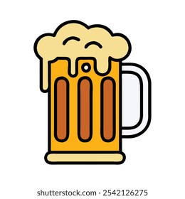 Farbenfroher Bierbecher mit Foam Icon, Helle Illustration eines Bierbechers, gefüllt mit schaumigem Schaum, ideal für Bar-Aktionen, Oktoberfest-Designs und Grafiken zum Thema Feiern.