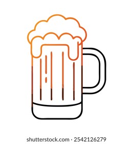 Farbenfroher Bierbecher mit Foam Icon, Helle Illustration eines Bierbechers, gefüllt mit schaumigem Schaum, ideal für Bar-Aktionen, Oktoberfest-Designs und Grafiken zum Thema Feiern.