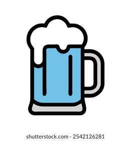 Farbenfroher Bierbecher mit Foam Icon, Helle Illustration eines Bierbechers, gefüllt mit schaumigem Schaum, ideal für Bar-Aktionen, Oktoberfest-Designs und Grafiken zum Thema Feiern.