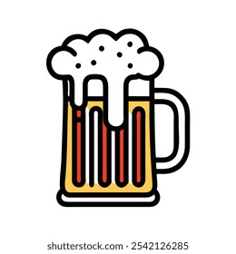 Farbenfroher Bierbecher mit Foam Icon, Helle Illustration eines Bierbechers, gefüllt mit schaumigem Schaum, ideal für Bar-Aktionen, Oktoberfest-Designs und Grafiken zum Thema Feiern.