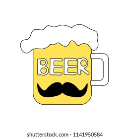Colorful Beer poster with mustache. Vector illustration