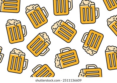 Colorful beers illustrations vector background.