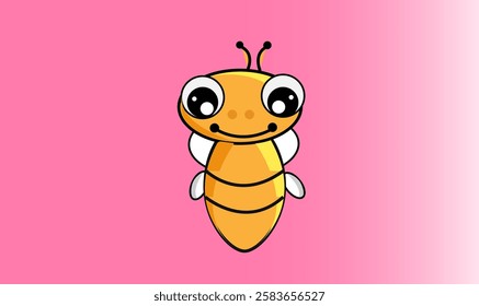 Colorful Bees.Cute honey bee isolated on a colorful background. Cartoon bee with colorful wings. Vector illustration.