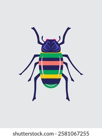 Colorful beetle bugs insect clip art illustration vector sticker t shirt design print art editable